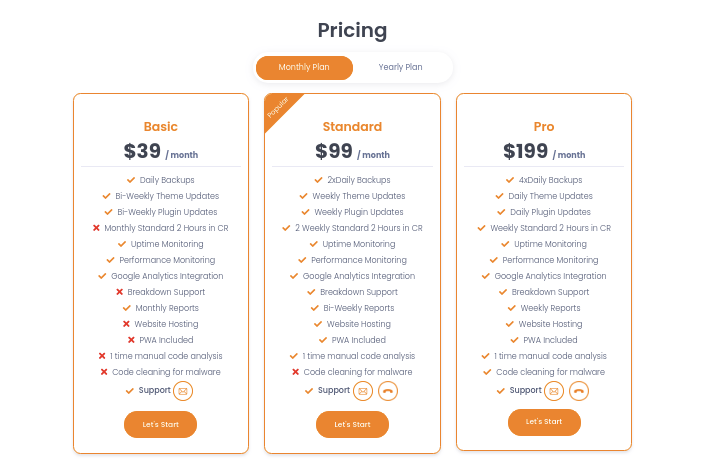 wp agents care plan pricing