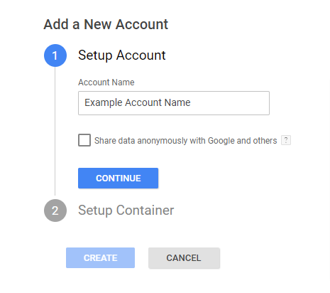 Google Tag Manager Account Creation