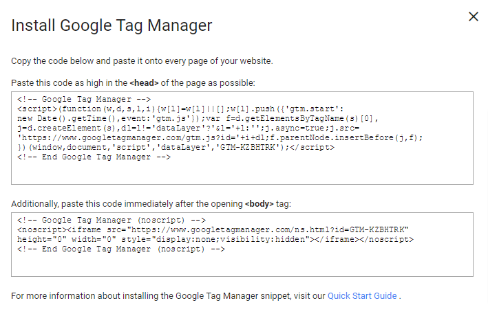 Google Tag Manager Head and Body